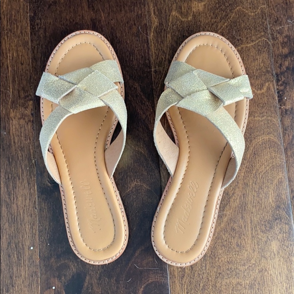 The Jamie Knotted Slide Sandal in Golden Metallic